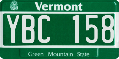 VT license plate YBC158