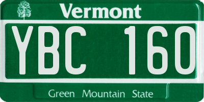 VT license plate YBC160