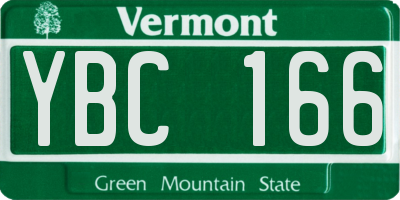 VT license plate YBC166