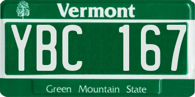 VT license plate YBC167