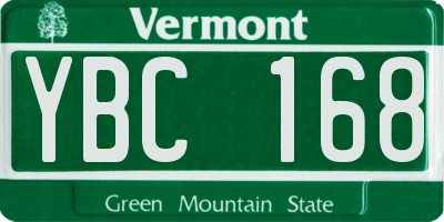 VT license plate YBC168
