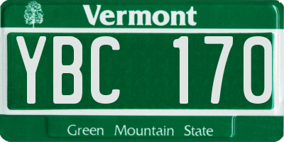 VT license plate YBC170