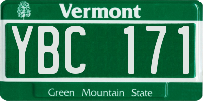 VT license plate YBC171