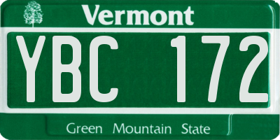 VT license plate YBC172