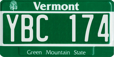 VT license plate YBC174