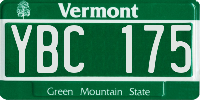 VT license plate YBC175