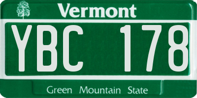 VT license plate YBC178