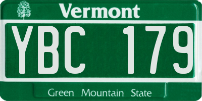 VT license plate YBC179