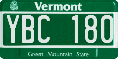 VT license plate YBC180