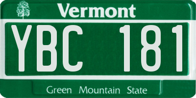 VT license plate YBC181