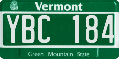 VT license plate YBC184
