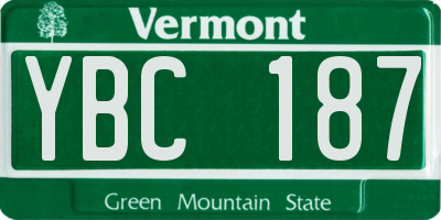 VT license plate YBC187