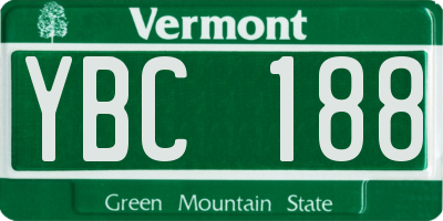 VT license plate YBC188