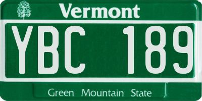 VT license plate YBC189