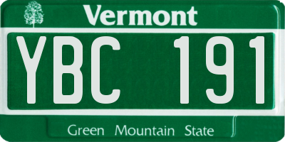 VT license plate YBC191