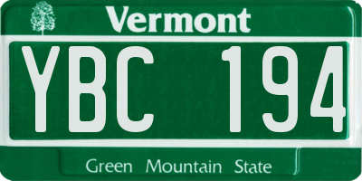 VT license plate YBC194