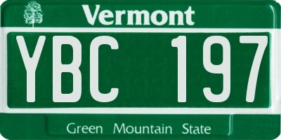 VT license plate YBC197