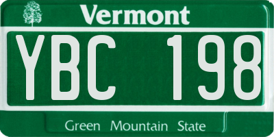 VT license plate YBC198