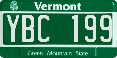 VT license plate YBC199