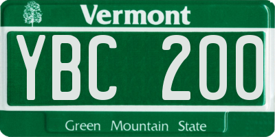 VT license plate YBC200