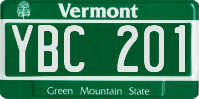 VT license plate YBC201