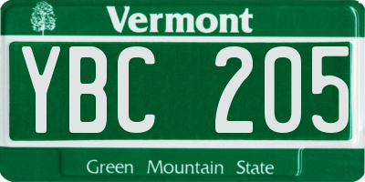 VT license plate YBC205