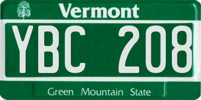VT license plate YBC208