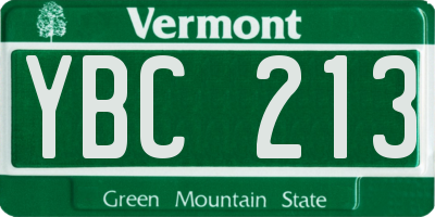 VT license plate YBC213