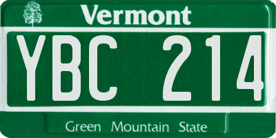 VT license plate YBC214