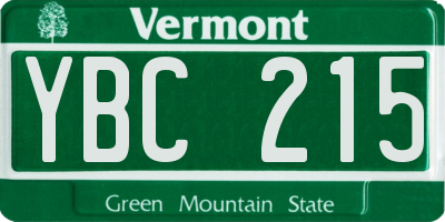 VT license plate YBC215