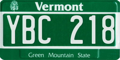 VT license plate YBC218