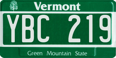 VT license plate YBC219