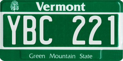 VT license plate YBC221