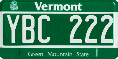 VT license plate YBC222