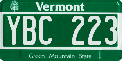 VT license plate YBC223