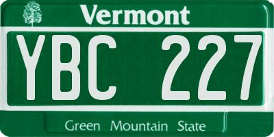 VT license plate YBC227