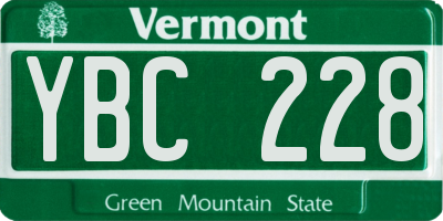 VT license plate YBC228