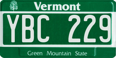 VT license plate YBC229