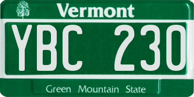 VT license plate YBC230