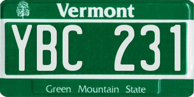 VT license plate YBC231