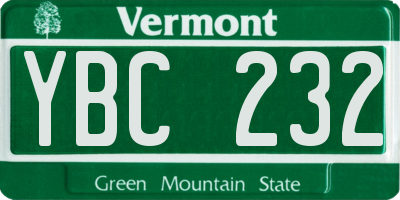 VT license plate YBC232