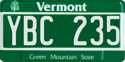 VT license plate YBC235