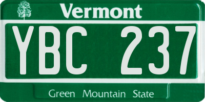VT license plate YBC237