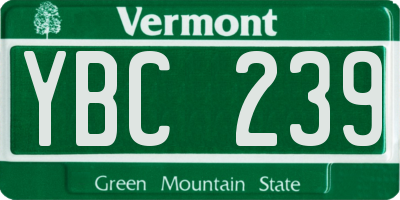 VT license plate YBC239