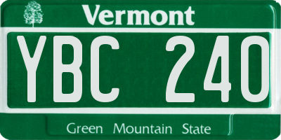 VT license plate YBC240