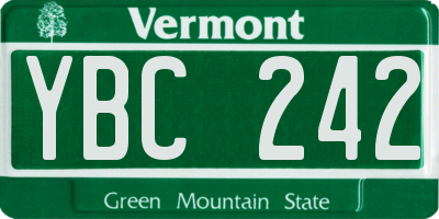 VT license plate YBC242