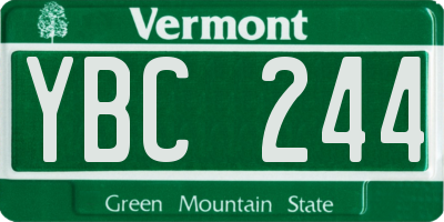 VT license plate YBC244