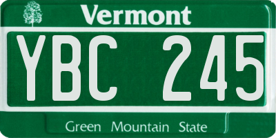 VT license plate YBC245