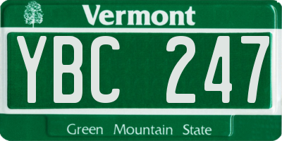 VT license plate YBC247