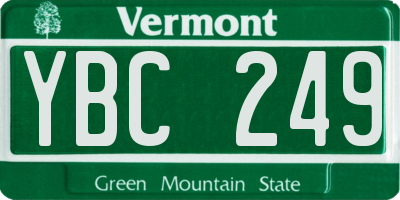 VT license plate YBC249